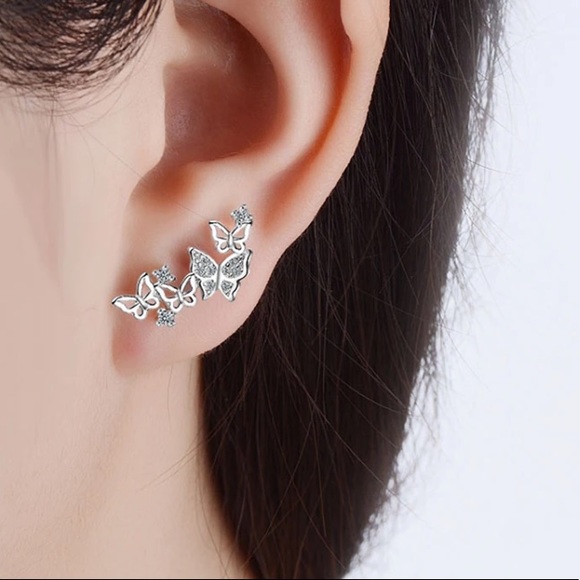 🌟 Sterling Silver 925 Butterfly 🦋 Stud Earrings - Picture 3 of 3